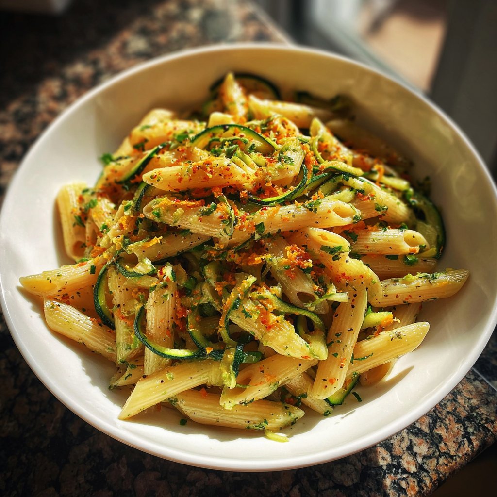 Penne mit Zucchini und Zitrone