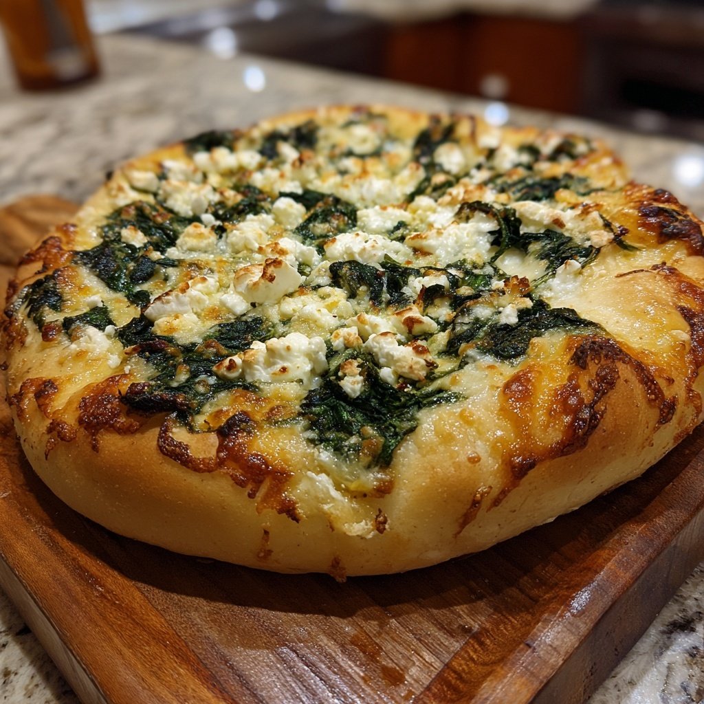 Pizza mit Spinat und Feta