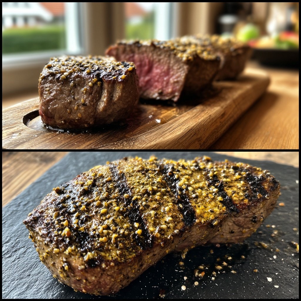Gegrilltes Rindersteak Mit Senf Kruste