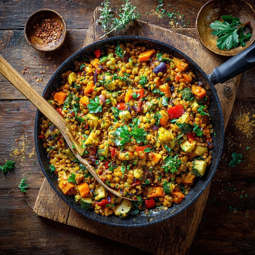 Vegetarische Linsenpfanne Schnell