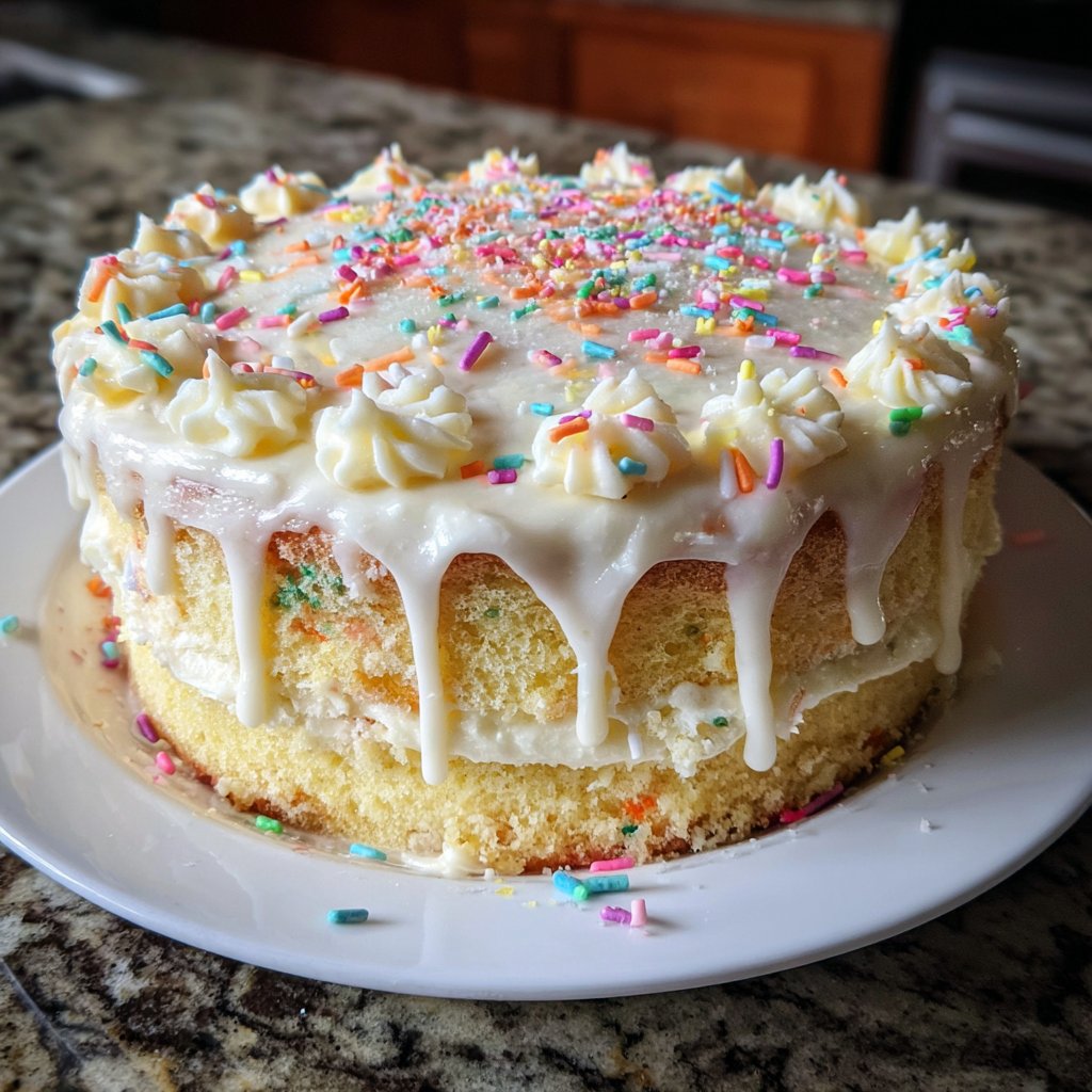 Geburtstagskuchen mit Vanillecreme