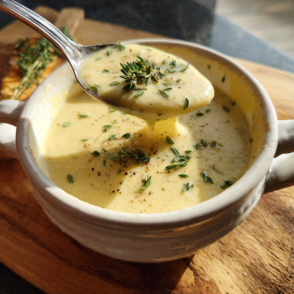 Cremige Blumenkohlsuppe mit Zitronenthymian